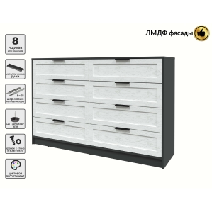 Kомод Тренд КТ-К157 (Антрацит ЛДСП/ Дуб полярный ЛМДФ) Ш1565 В1020 Г451